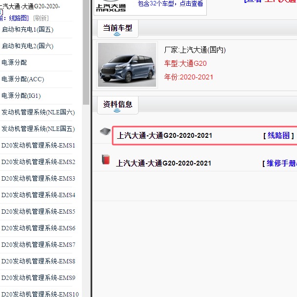 2020-2021年上汽大通G20全车电路图