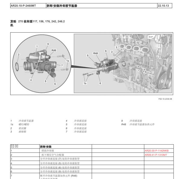 2018年奔驰GLA 200节温器拆装