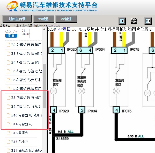 2021年上汽荣威-iMAX8室内灯电路图