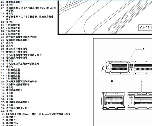 2009年斯柯达昊锐发动机针脚定义