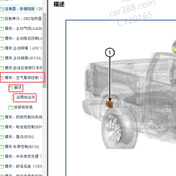 2022年道奇公羊RAM电子悬架控制模块安装位置