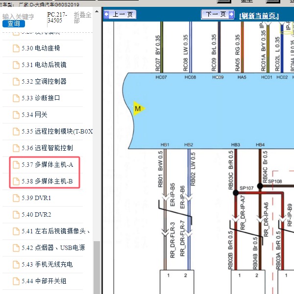 2019年大乘汽车-G60S 导航电路图