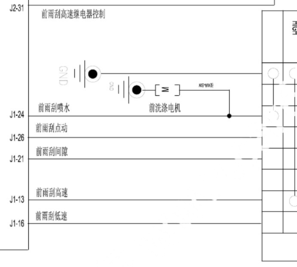 2021年江淮瑞风M4喷水电机电路图