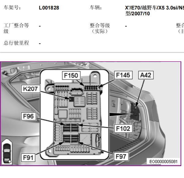 2007年宝马X5油泵保险丝位置