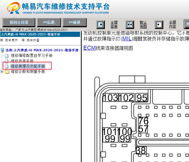 2020-2021年荣威I6MAX发动机电脑端子图