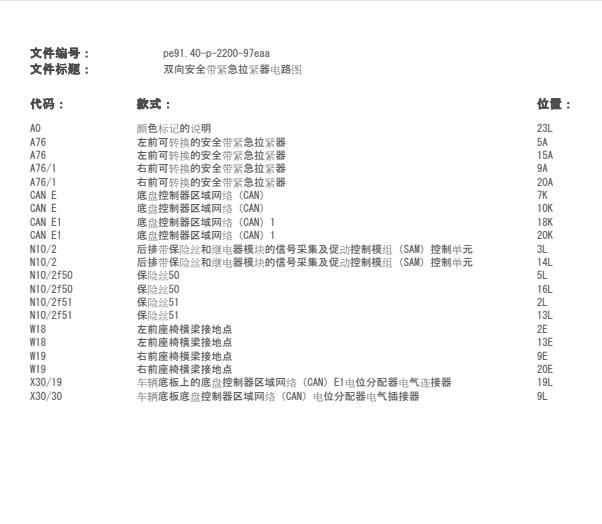2011年奔驰E260安全带电路图