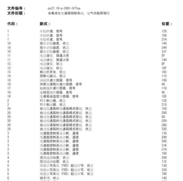 2015年奔驰GLK260变速箱电路图