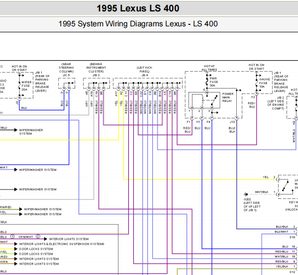 1995年雷克萨斯LS400车身控制模块位置和电路图