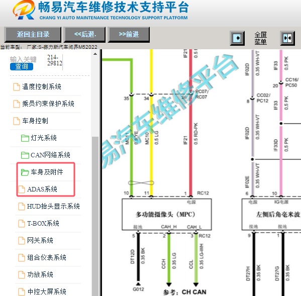 2022年赛力斯汽车问界M5前摄像头电路图