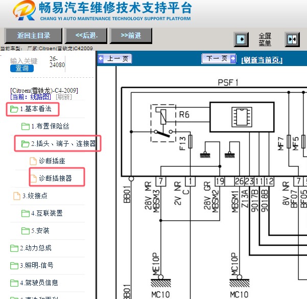 2009年雪铁龙C4 诊断通讯电路图
