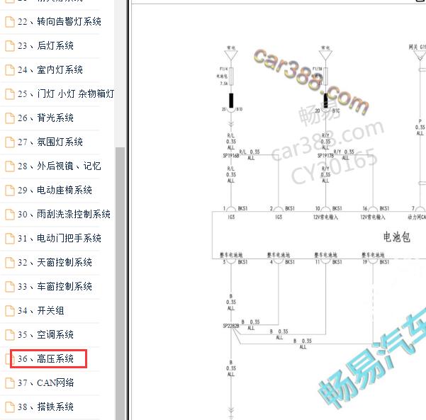 2020-2021年比亚迪汉DM高压系统电路图