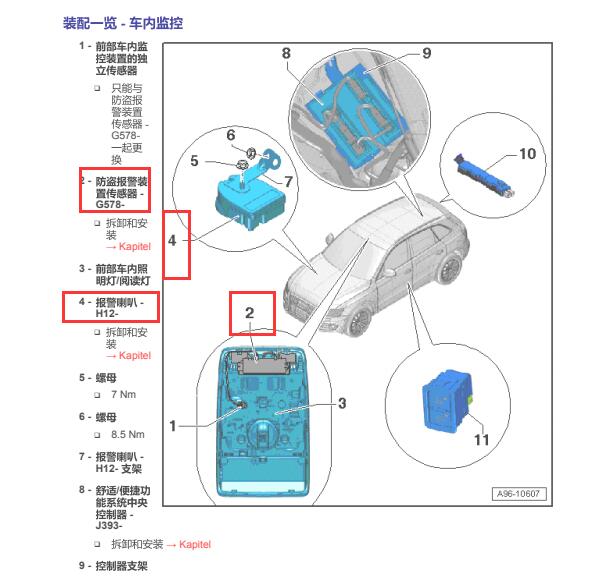 2011年奥迪Q5 G578和H12位置