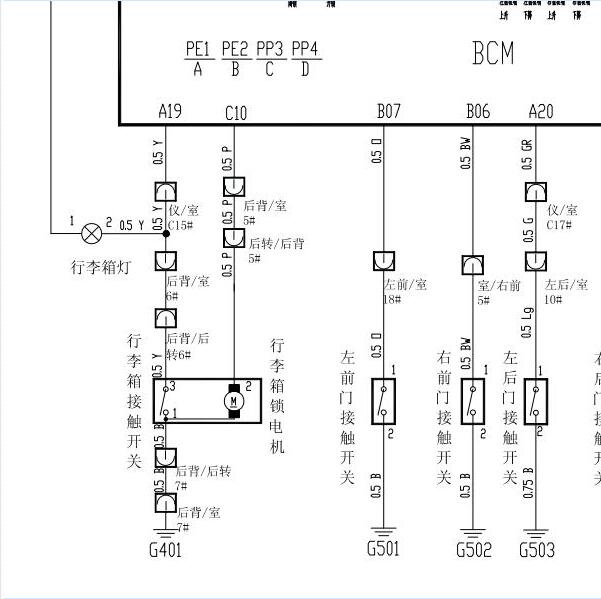 2012年奇瑞风云2后备箱电路图