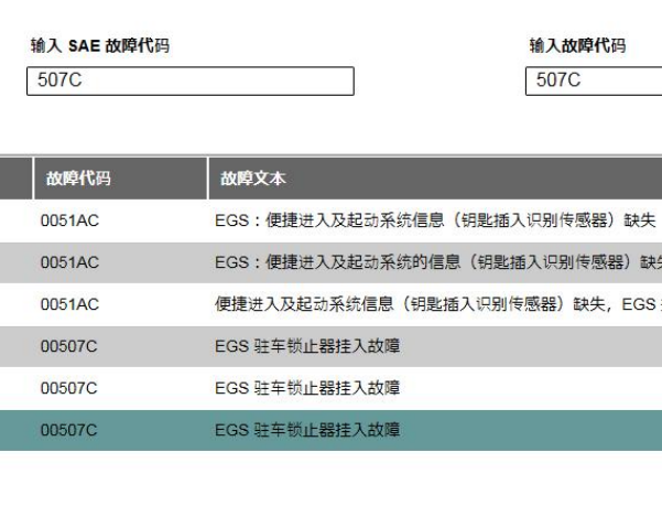 2002年宝马760LI 51AC和507C故障码说明和EGS相关电路图