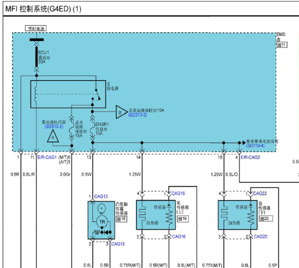 2008年起亚赛拉图G4ED发动机电路图和针脚资料
