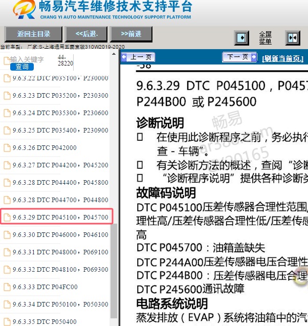 2019年五菱宝骏310W P045100故障码维修手册