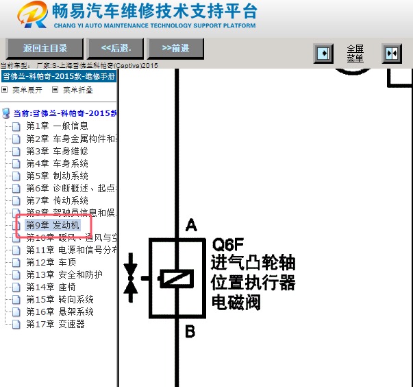2015年雪佛兰科帕奇进气凸轮轴位置执行器电磁阀电路图