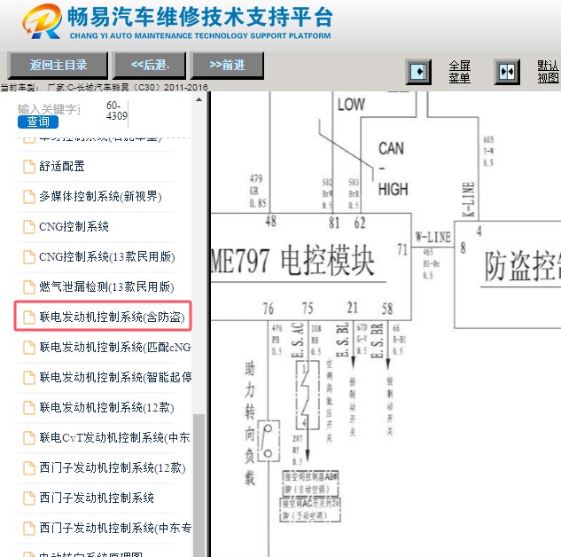 2013年长城汽车腾翼（C30）防盗和发动机电路图