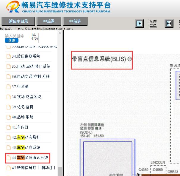 2016-2017年福特蒙迪欧盲点辅助电路图