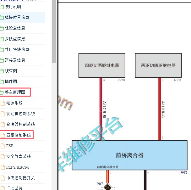 2021年坦克300四驱切两驱电路图