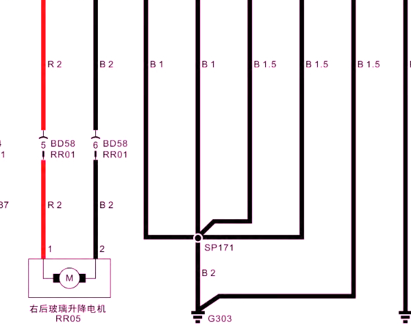 2021年本田绎乐右后车窗控制电路图