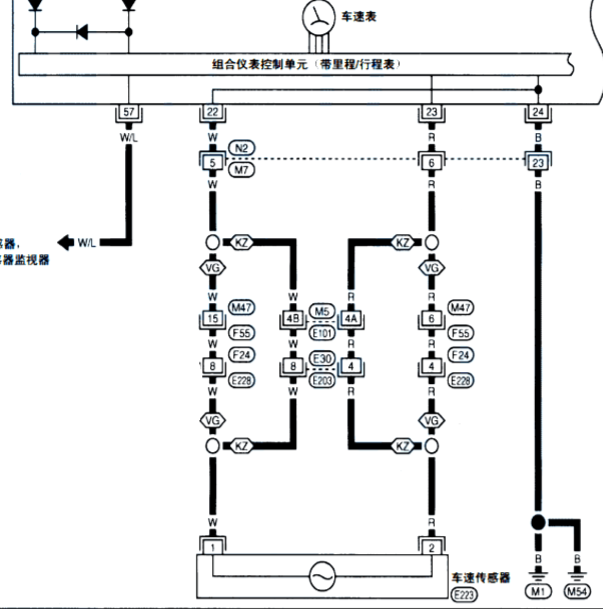 2013-2014年郑州日产D22车速传感器电路图