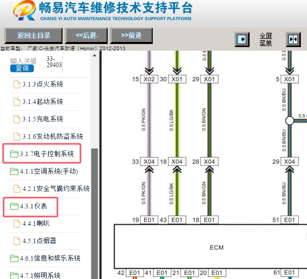 2012-2013年长安汽车欧诺4G15V发动机和仪表电路图