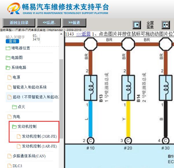 2009-2010年丰田汉兰达发动机喷油电路图