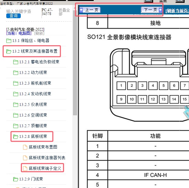 2022年吉利汽车-帝豪 全景模块针脚