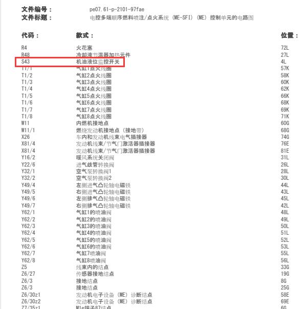 2015年奔驰GLK260发动机油底液位传感器电路图