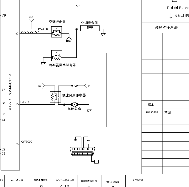 长安汽车DK15发动机风扇电路图