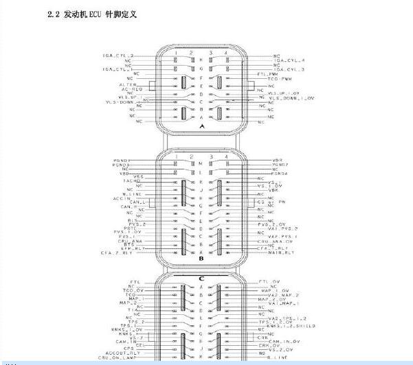 2010年中华尊驰发动机针脚定义