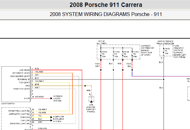 2008年保时捷911大灯和倒车雷达电路图