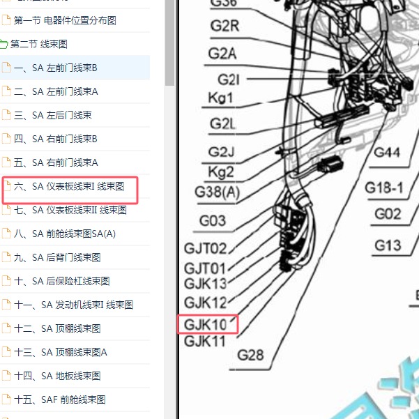 2016-2017年比亚迪宋GJK10线束位置