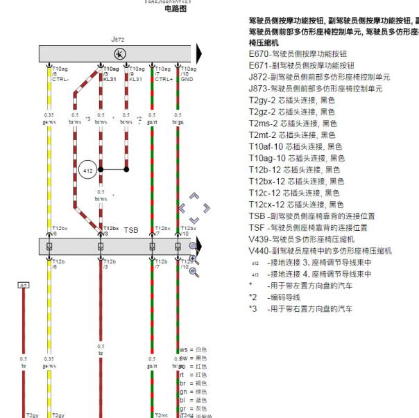 2017年奥迪A4L副驾驶座椅电路图