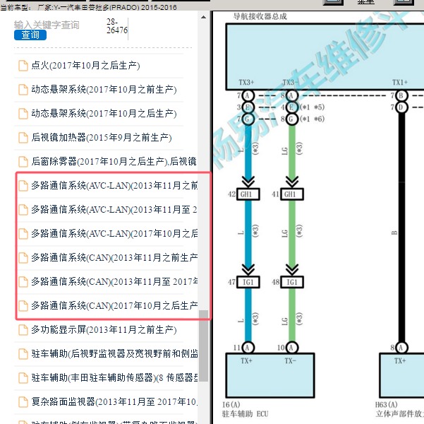 2016年一汽丰田-普拉多 通信系统电路图
