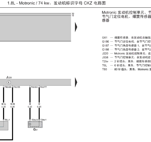 2009年大众桑塔纳志俊节气门位置传感器电路图
