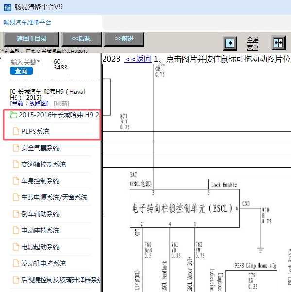 2015年长城汽车-哈弗H9 转向柱锁电路图