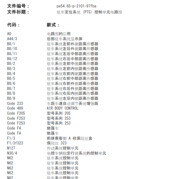 2018年奔驰GLC260前雷达电路图