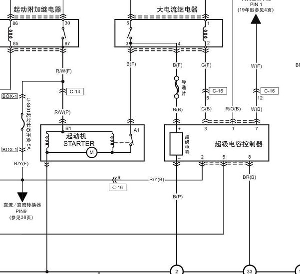 2019年一汽红旗H5 带超级电容的起动机电路图