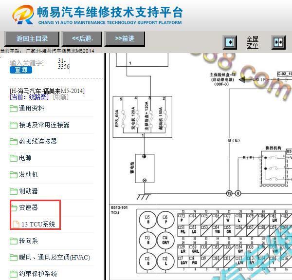 2014年海马福美来变速箱针脚图