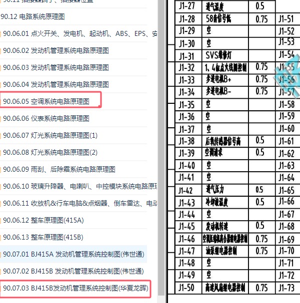 2013-2014年北汽威旺M20发动机电路图和针脚定义