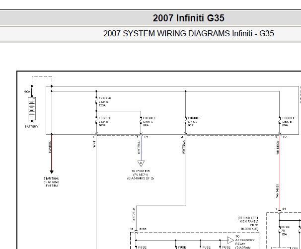 2007年英菲尼迪G35座椅和保险丝电路图资料