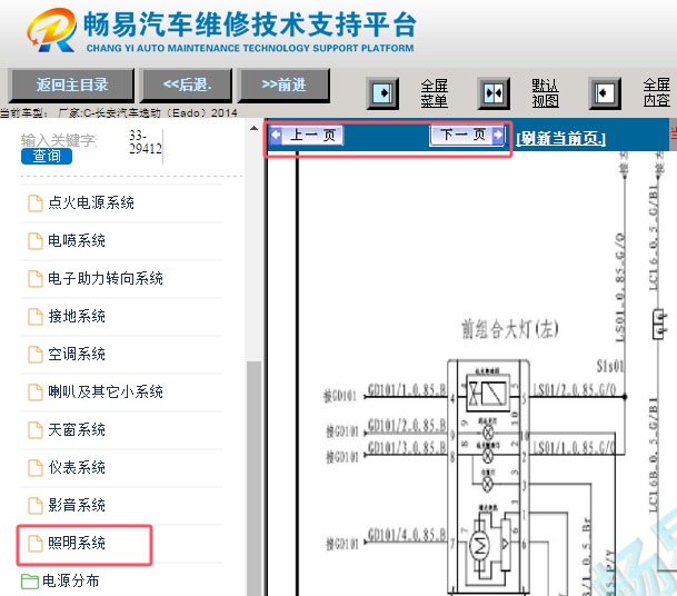 2014年长安逸动灯光电路图资料