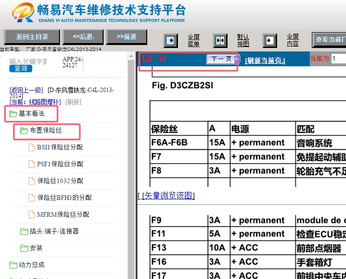 2013-2014年雪铁龙C4L保险丝继电器资料