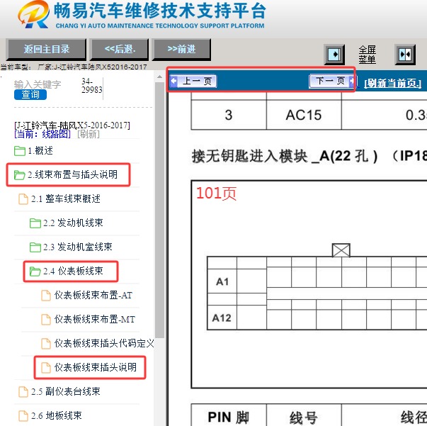 2016年江铃陆风X5 智能模块针脚定义