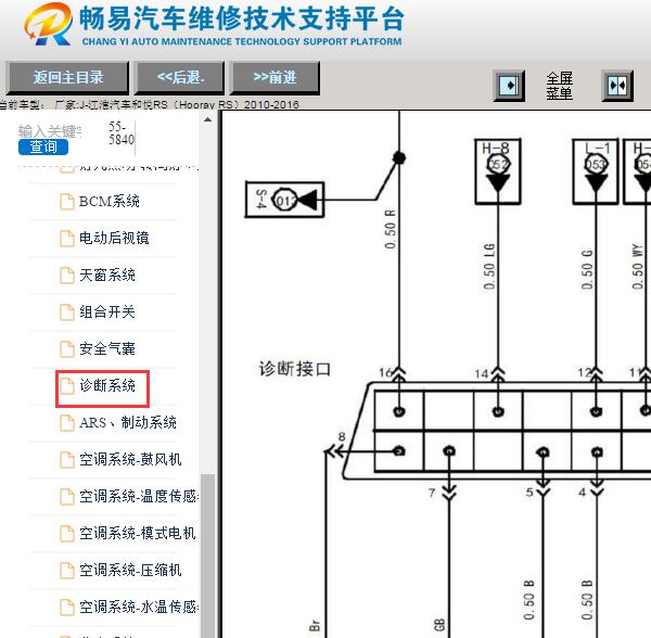 2010-2016年江淮和悦RS诊断系统电路图