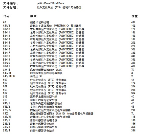 2014年奔驰V250后雷达电路图