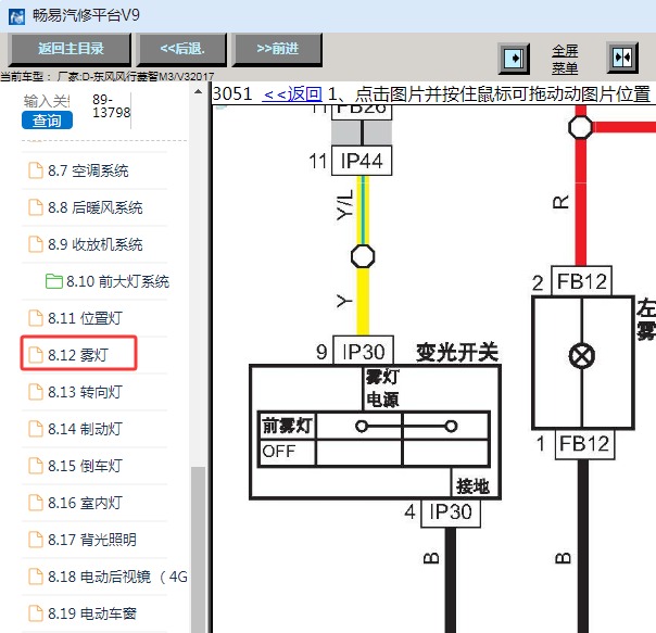 2017年东风风行菱智M3 雾灯电路图