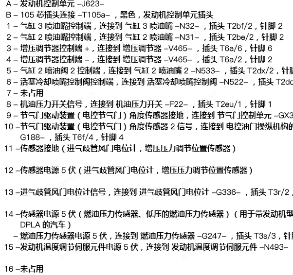 2020年大众帕萨特发动机电路图和针脚资料